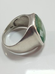 Lovely Silver 925 Mens Green Emerald Ring Us Size 13 Signed SJS Ⓟ