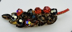 Juliana D & E DeLizza Elster Cha Cha Leaf Pin AB Crystals Navettes Chatons 3.25”