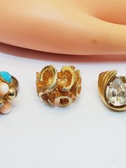 Vintage Ring Lot 5 piece Multicolor Fashion Costume Gold Filled (1)