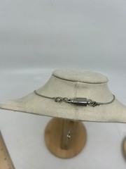 Vintage CZ Sterling Silver Signed 925 Lariat Tassel Snake Chain Crystal Necklace