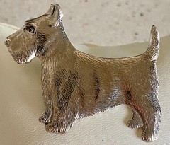 Vintage Scottish Terrier Scottie Dog Brooch Pin Silver Tone Detailed Fur 2″