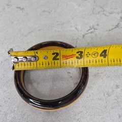 VINTAGE BAKELITE SWIRL BROWN YELLOW BANGLE BRACELET LAMINATED 3 LAYER RARE