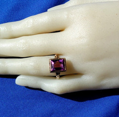 Original Amethyst European Deco Engagement Ring Vintage Solitaire SOLID 10K GOLD