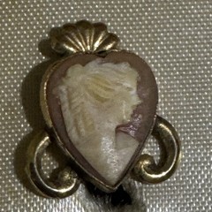 Vintage Hand Carved Cameo Brooch & Earrings Set 12K Gold Filled