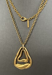 Vintage 90s Casual Corner Abstract Pendant Gold Tone 36” Chain Necklace