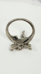 Vintage Silver Tone Pixie Fairy Statement Ring Winged Angel Costume Jewelry