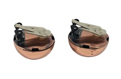 VTG MCM Copper Dome Clip On Earrings Large Round