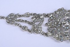 VCLM Victorian Style Rhinestone Filigree Statement Bracelet 8.5″