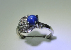 VTG Art Deco 10K White Gold Genuine Star Sapphire & Diamond Ring Sz 4.5 – 2.12 g