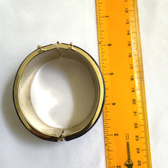 Vintage Navy Blue & Gold-Tone 1-Inch Thick Hinged Bangle Bracelet with Safety Ch
