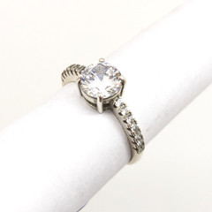 Vintage Elegant RING Silver 925 with Bright Stone -size: 8.5US (18.5mm)| UA #57