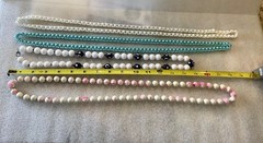Vintage Beaded Necklaces Mixed Lot Pink Swirled Hong Kong-White Rosettes