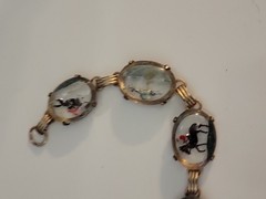HORSES & MORE INTAGLIO REVERSE PAINT ANTIQUE BRACELET 7 INCHES