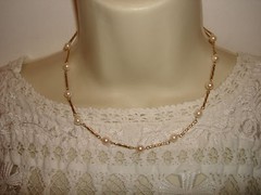 Vintage 6.2mm Round Beaded Pearl 16.5″ Necklace Choker 14kt Yellow Wire Gold