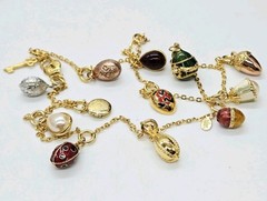 Joan Rivers Faberge Egg Necklace Collection 13 Different Vintage Charms 29 in