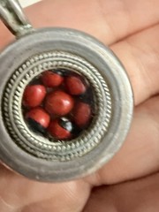 Vintage 925 Sterling Silver Huayruro Seed Pendant Good Luck Amulet