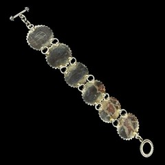 Cll Mexico Black Onyx Gemstone Sterling Silver 925 Floral Bracelet Sz. 7 3/4″