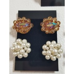 Vintage Clip Earrings Japan West Germany Austria Italy Crystals Faux Pearl Set 6