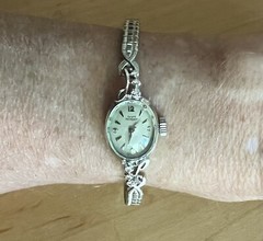 Girard Perregaux Vintage 14k Solid White Gold & 6 Diamonds Ladies Cocktail Watch
