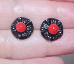 VINTAGE BLACK ONYX FLOWER JACKETS FOR EARRINGS USE WITH ANY STUDS