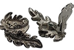 Lisner Wavy Leaves Climber Clip On Earrings Textured Silver Tone Vintage