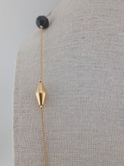 Gold Tone vintage stations chain faux pearls black & gold beads design necklace