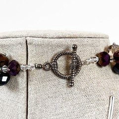 Handmade Faceted Irridescent Purple Crystal Bead Statement Necklace Large Oval