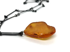 Old Amber Pendant Vintage Natural Baltic Yellow Honey Bead With Chain 13,6g19032