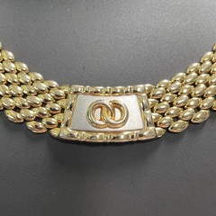 Vintage Stunning 7 Rows of Gold Plated Oval Link Chain Choker Collar Necklace