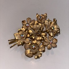 Vintage Gold Tone Rhinestone Eyeglasses Scarf Clip Ring Novelty Glasses Brooch⁠