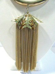 SNAKE CHAIN NECKLACE CHOKER WITH HEAVY MULTI-STRAND TASSEL PENDANT STATEMENT