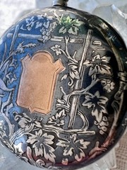 Antique Swiss .935 Silver Niello Pocket Watch Case Perret & Berthoud Locle