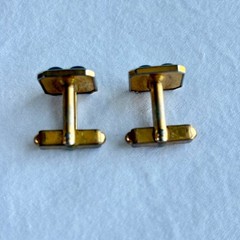 5 Pair SWANK Mid-century Vintage 1950s Cufflinks, Leather, Blue Glass, Love Knot