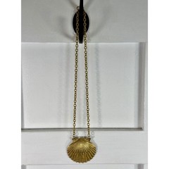 Estee Lauder Azuree Seashell Solid Perfume Pendant Necklace Gold Tone Vintage