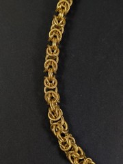 Heavy Gold Tone Byzantine Chain 30 In Textured Metal Necklace Clasp Link Round