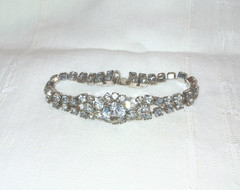 Vintage Austria 2-Layer Crystal Bracelet Bright Clear Crystals Signed Austria 7″