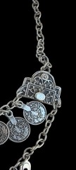Vintage Silver Tone Boho Coin Feather Tassel Layered Necklace Gypsy Bibi Women