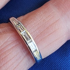 Original EARTH MINED DIAMOND slim Wedding BAND Antique PLATINUM Stacking RING