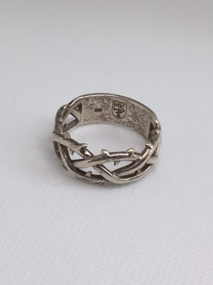 Statement 925 Sterling Silver Vintage Thorns Band Men’s Ring Size 11.75 MK