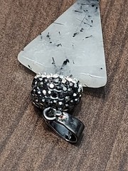 Vintage Rutilated Quartz Arrow, Gunmetal & White Crystal accents Pendant