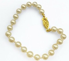 Vintage 6mm Faux Pearls Bracelet Individually Knotted 7”