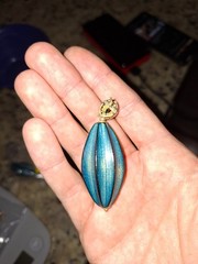 Vintage Designer 1992 Bronze Pave Gemstone Olive Tourmaline Blue Melon Earrings