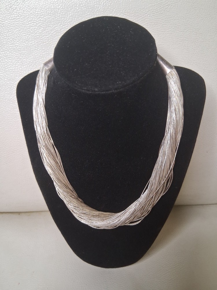 AMAZING 100 Strand Liquid Silver Necklace 16in