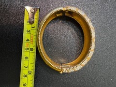 RARE Signed Mazer Rhinestone Inset Gold Tone Metal Cuff or Hinged Bracelet