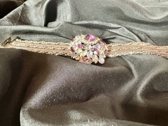 Vintage Signed Hobe’ Parure Amethyst Rhinestone Necklace Bracelet Earrings RARE