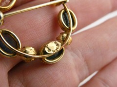 Vintage 1/20th 12k Gold Fill Faux Pearl and Semi Precious Gem Scarabs Circle Pin