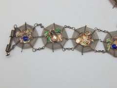 VTG 1940s Asian Silver Spiders on Spider Webs Necklace and Bracelet Set (CF110)