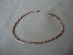VINTAGE 1980s STERLING SILVER STAMPED 925 ITALY 2MM WIDE WHEAT CHAIN 7″ BRACELET