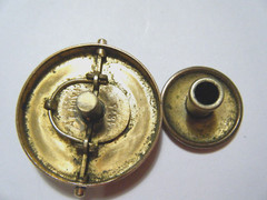 Vintage Victorian Large Moss Agate Shirt Collar Stud Button Gold Fill Pat. 1875