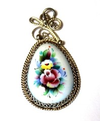 Vintage Unique Enamel Hand Painted Russia Finift Jewelry Pendant 5 Variation #78